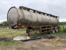 25,000l Stainless steel twin axle tanker on 11R22.5 rear wheels and tyres. NB: no front dolly. Sold