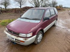 1993 Mitsubishi Chariot MX 7 seat people carrier, automatic, cloth upholstery, red. Reg No: L632 NNK