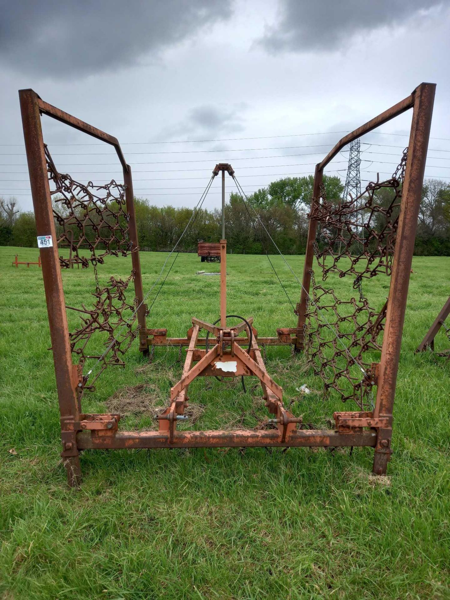 Browns 6m mounted chain harrow, hydraulic folding