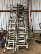 Quantity of galvanised ladders