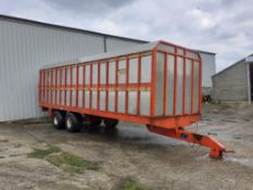 Lagan double axle livestock trailer, 24ft. Serial no: 121