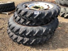 Set Alliance 9.5R32 front and 9.5R48 rear row crop wheels and tyres to suit John Deere 6420