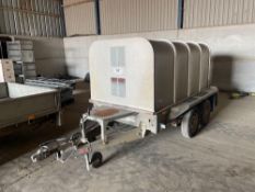 Ifor Williams CX84 2.7t twin axle trailer adapted with Ifor Williams canopy for calf/sheep trailer
