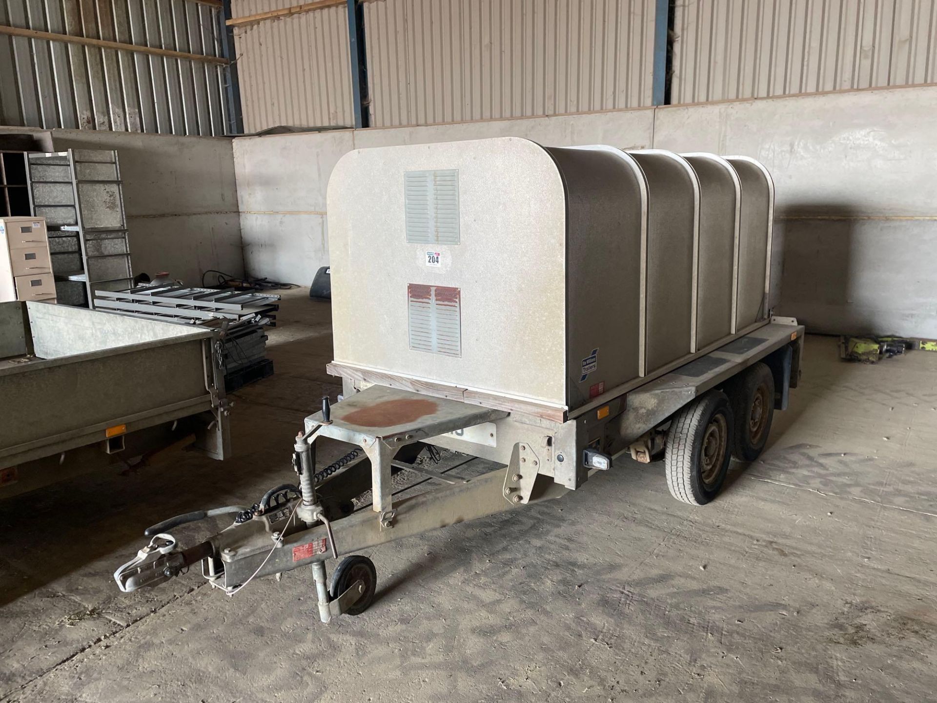 Ifor Williams CX84 2.7t twin axle trailer adapted with Ifor Williams canopy for calf/sheep trailer