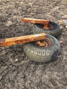 Pair Vredestein 12.5/80-15.3 implement wheels, tyres and stub axles