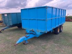 1984 Warwick 10t twin axle dropside trailer with grain chute on 12.5/80-15.3 wheels and tyres. Seria