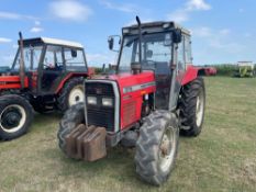 1997 Massey Ferguson 375 12/12 4wd diesel tractor with 2 rear spools on 12.4R24 front and 13.6-36 re