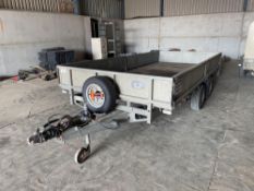 Ifor Williams LM146G 14ft twin axle flat bed trailer with sides, ramps and rear jack legs on 185/60R