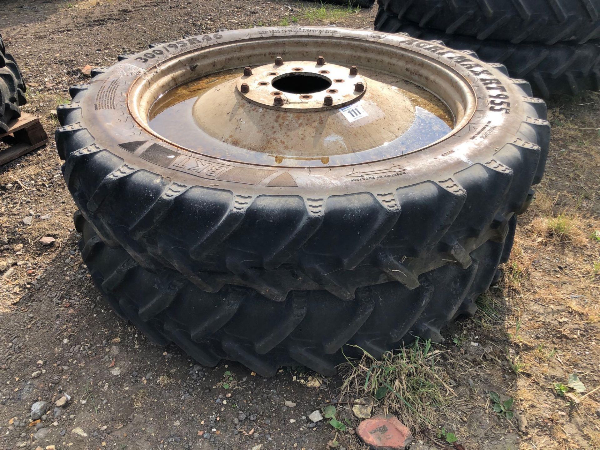Pair BKT 300/95R46 8 stud wheels and tyres - Image 2 of 3