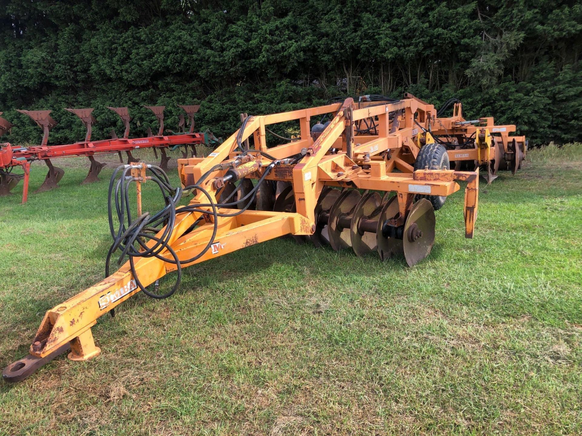 1996 Simba Mono trailed cultivator with front discs, 5 auto-reset subsoiler legs, rear discs and too