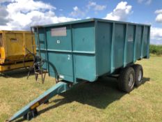 1983 Salop S150 9t twin axle grain trailer with manual tailgate and grain chute on 12.5/80-15.3 whee