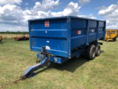 1986 AS Marston ACE FF10L 10t twin axle grain trailer with manual tailgate and grain chute on 12.5/8