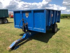 1982 AS Marston F5 5t single axle trailer with manual tailgate and grain chute on 11.5/80-15.3 wheel