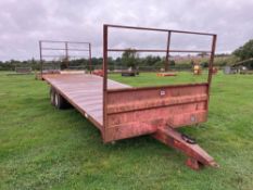 1989 Marshall BC25 bale trailer with metal floor, front and rear raves, twin axle on 12.5/80-15.3 wh