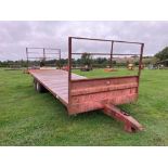 1989 Marshall BC25 bale trailer with metal floor, front and rear raves, twin axle on 12.5/80-15.3 wh