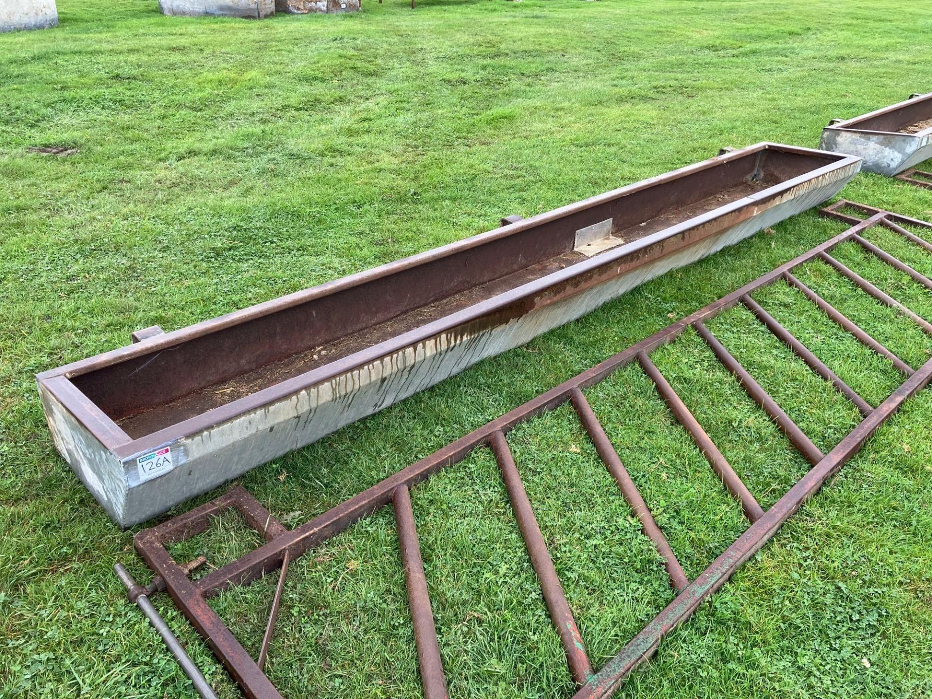 Galvanised 14ft feed trough. NB: Barrier not included