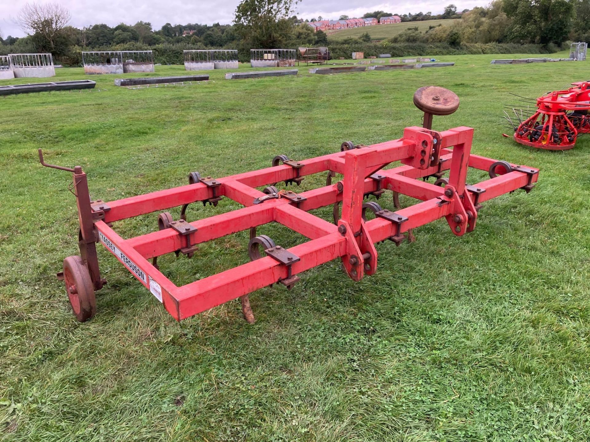 Massey Ferguson 8ft pig tail cultivator with depth wheels. Serial No: W105 - Image 2 of 3