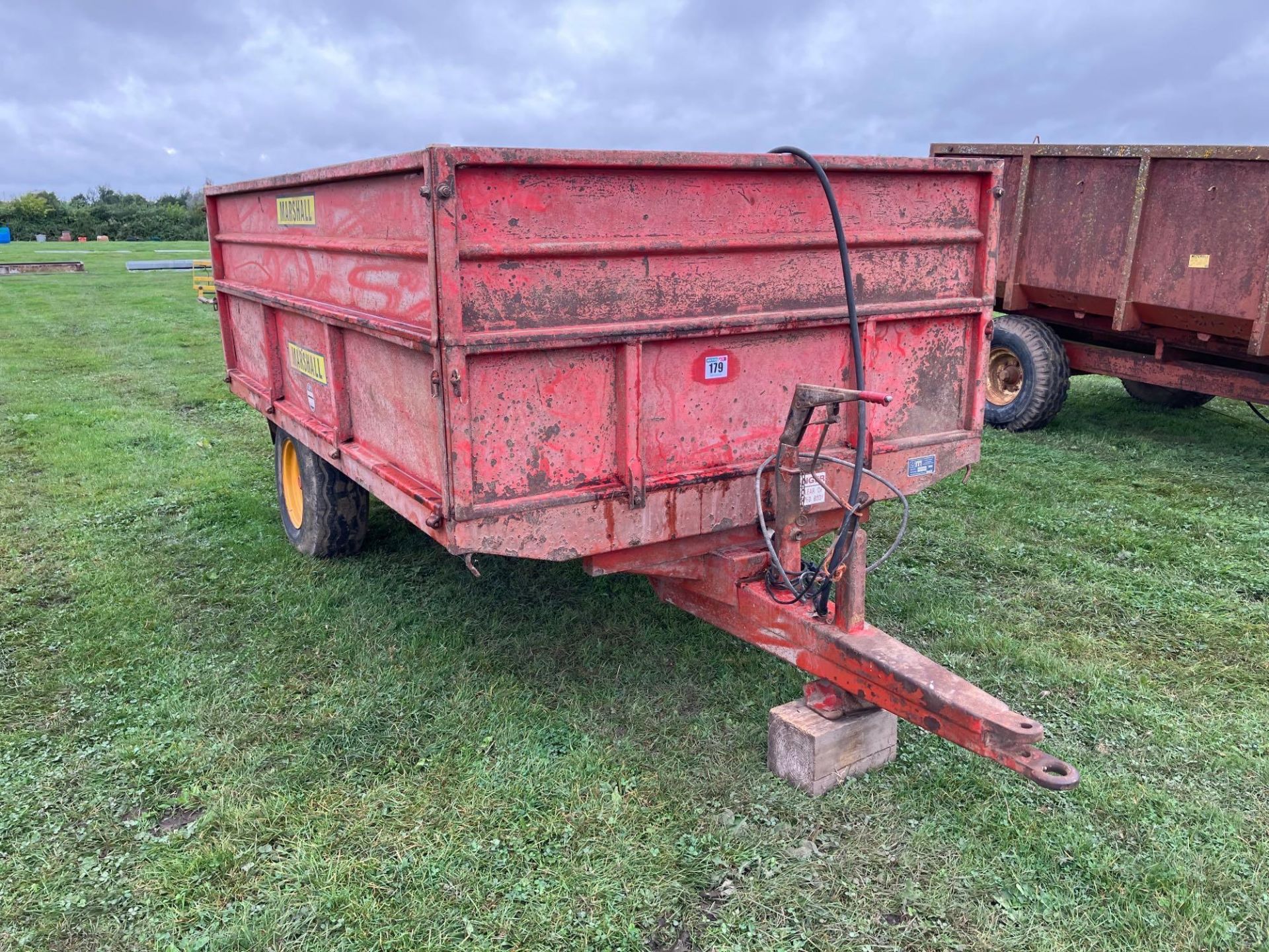 1980 Marshall S4 4t drop side trailer, hydraulic tipping, manual tailgate with grain chute, wooden f