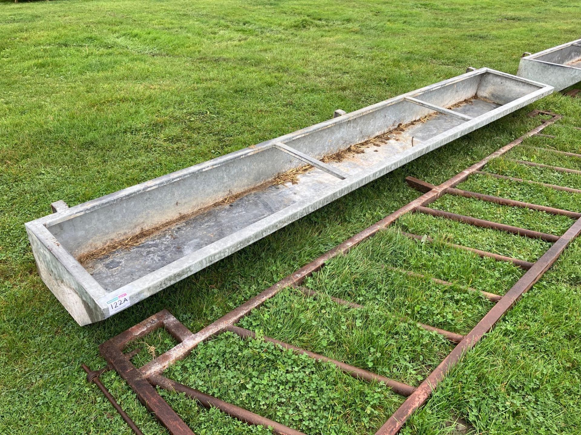 Galvanised 14ft feed trough. NB: Barrier not included