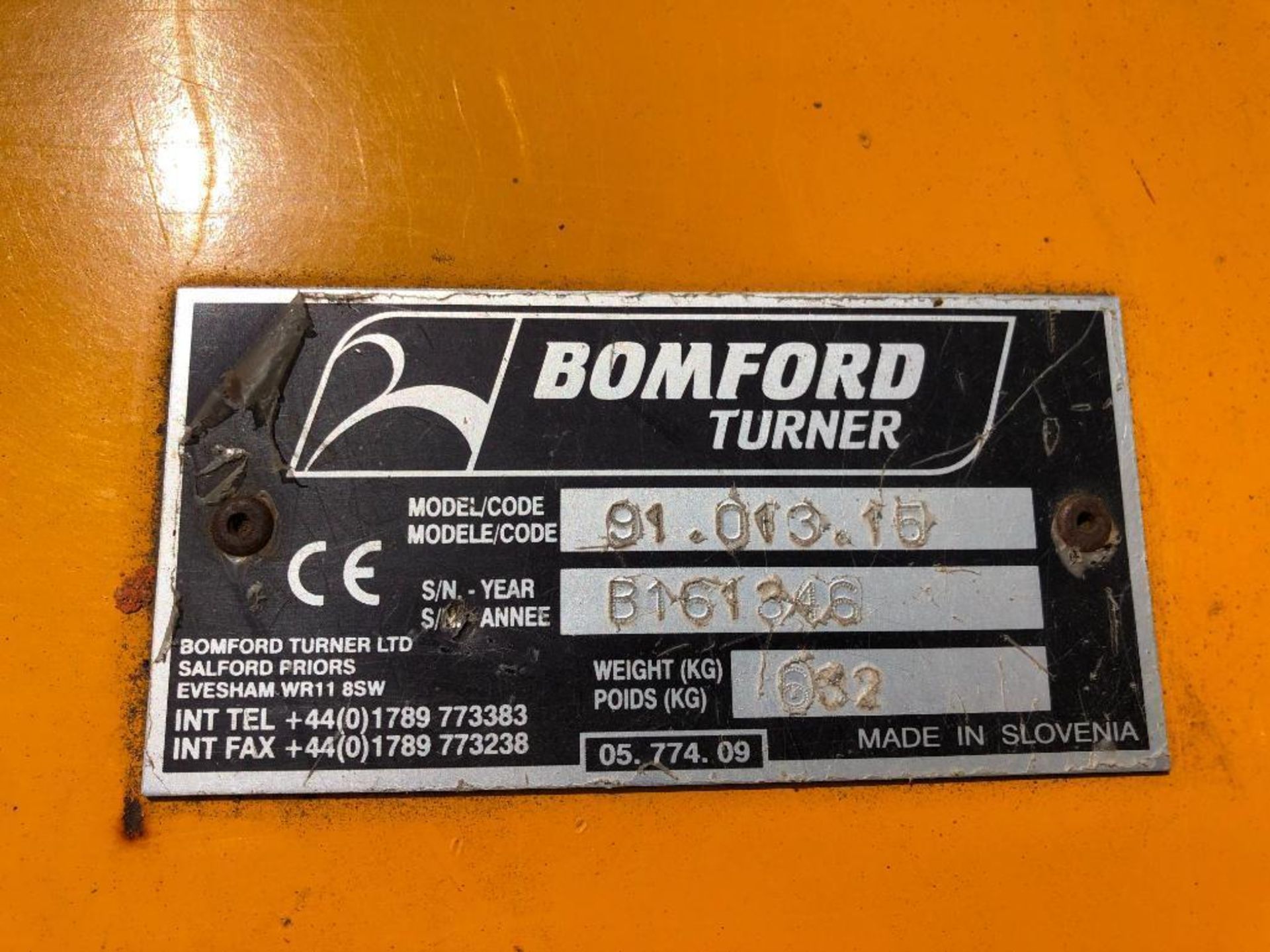 2016 Bomford Turner Turbomower 270 flail mower, hydraulic side shift, PTO driven. Serial No: B161346 - Image 10 of 14