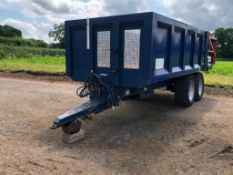 1994 Ken Wootton 10t twin axle grain trailer c/w hydraulic tailgate, grain chute, sprung drawbar on