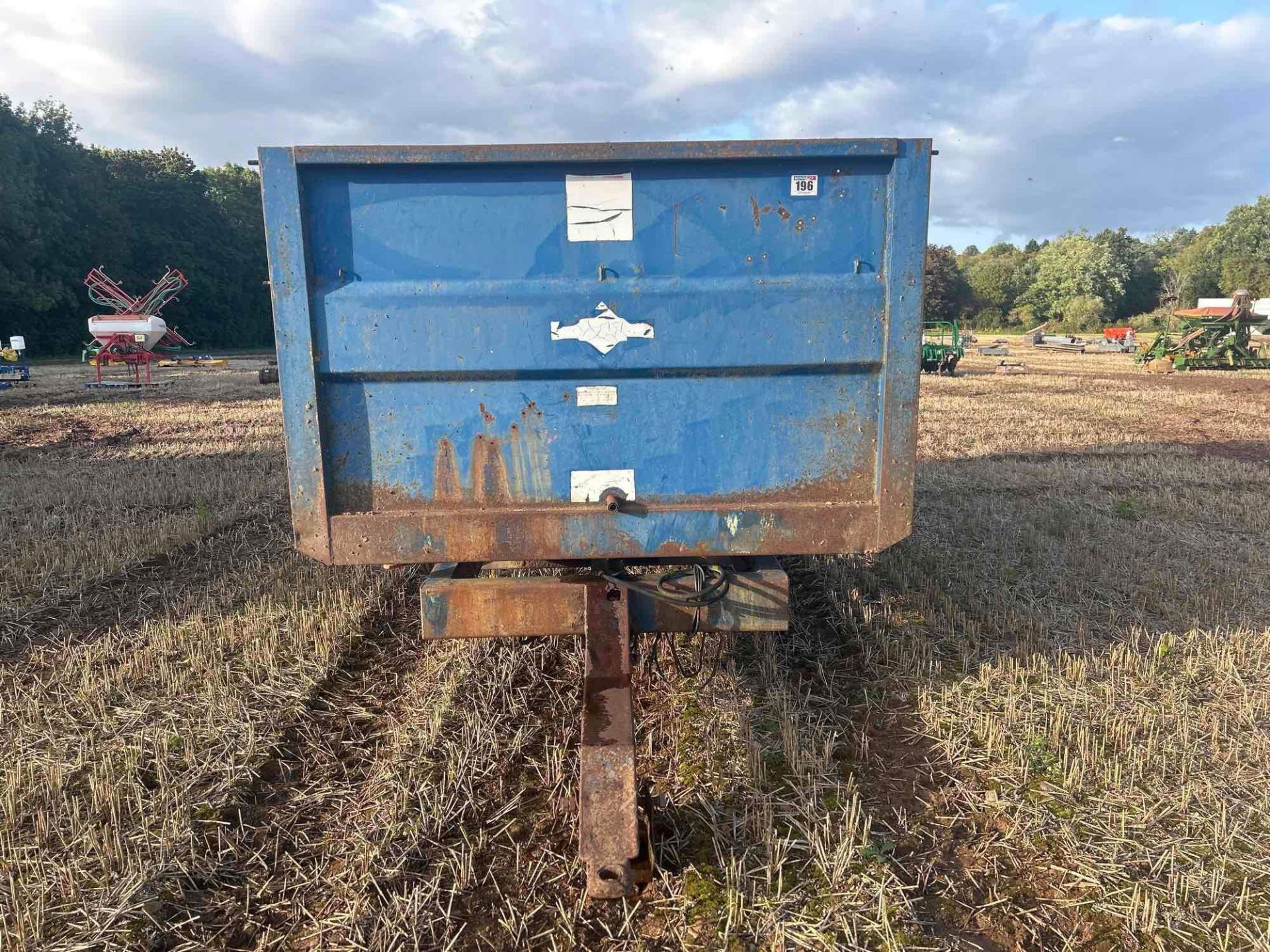 AS Marston 10t twin axle grain trailer, manual tailgate, grain chute on 340/65R18 wheels and tyres