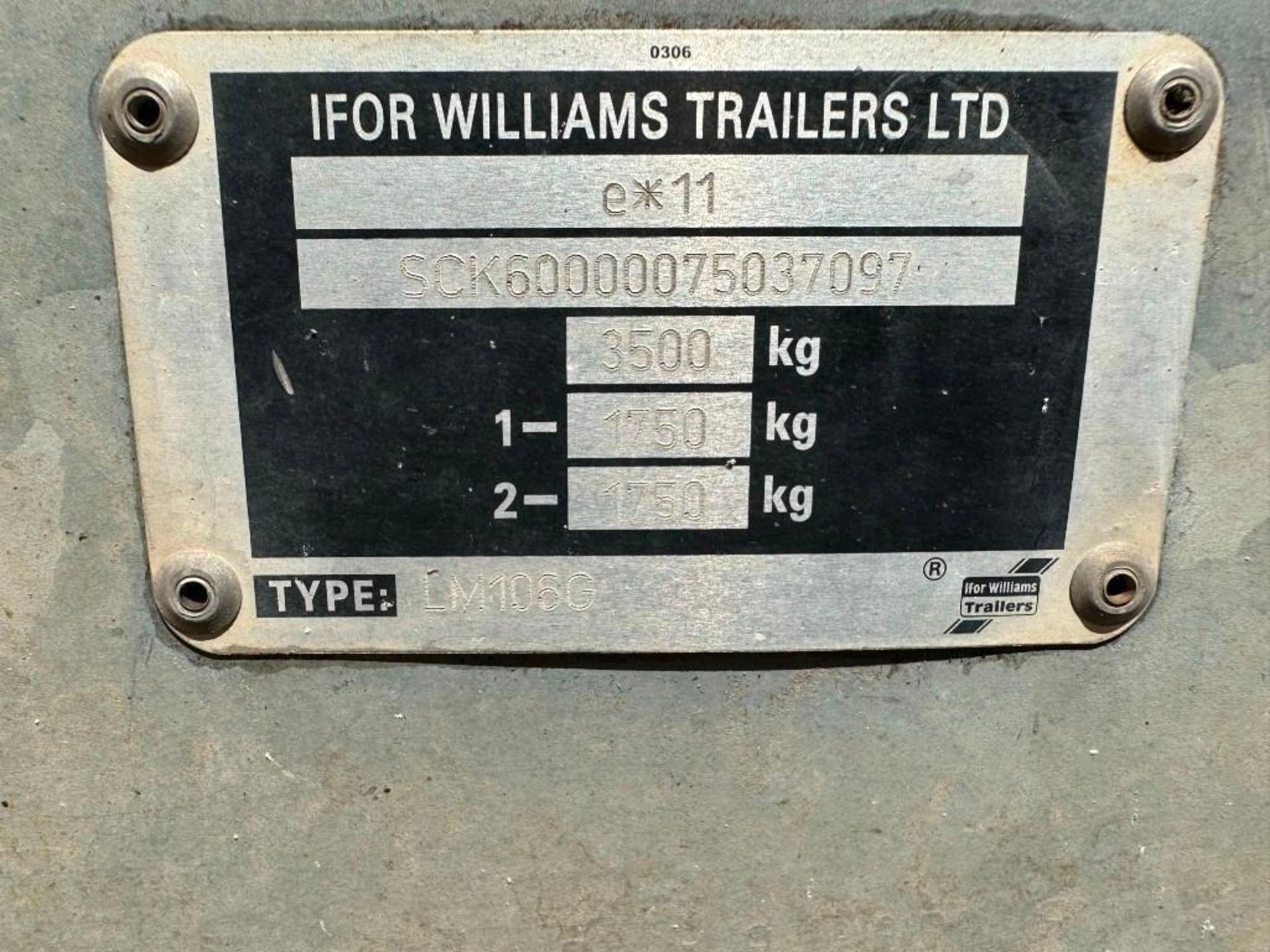 Ifor Williams LM106G 10ft twin axle flat bed trailer on 185/60R12 wheels and tyres. Serial No: SCK60 - Image 7 of 11