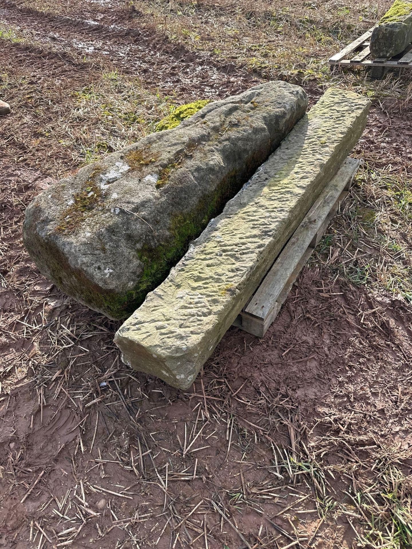 Staddle stone base top and gate post. No VAT. - Image 2 of 2