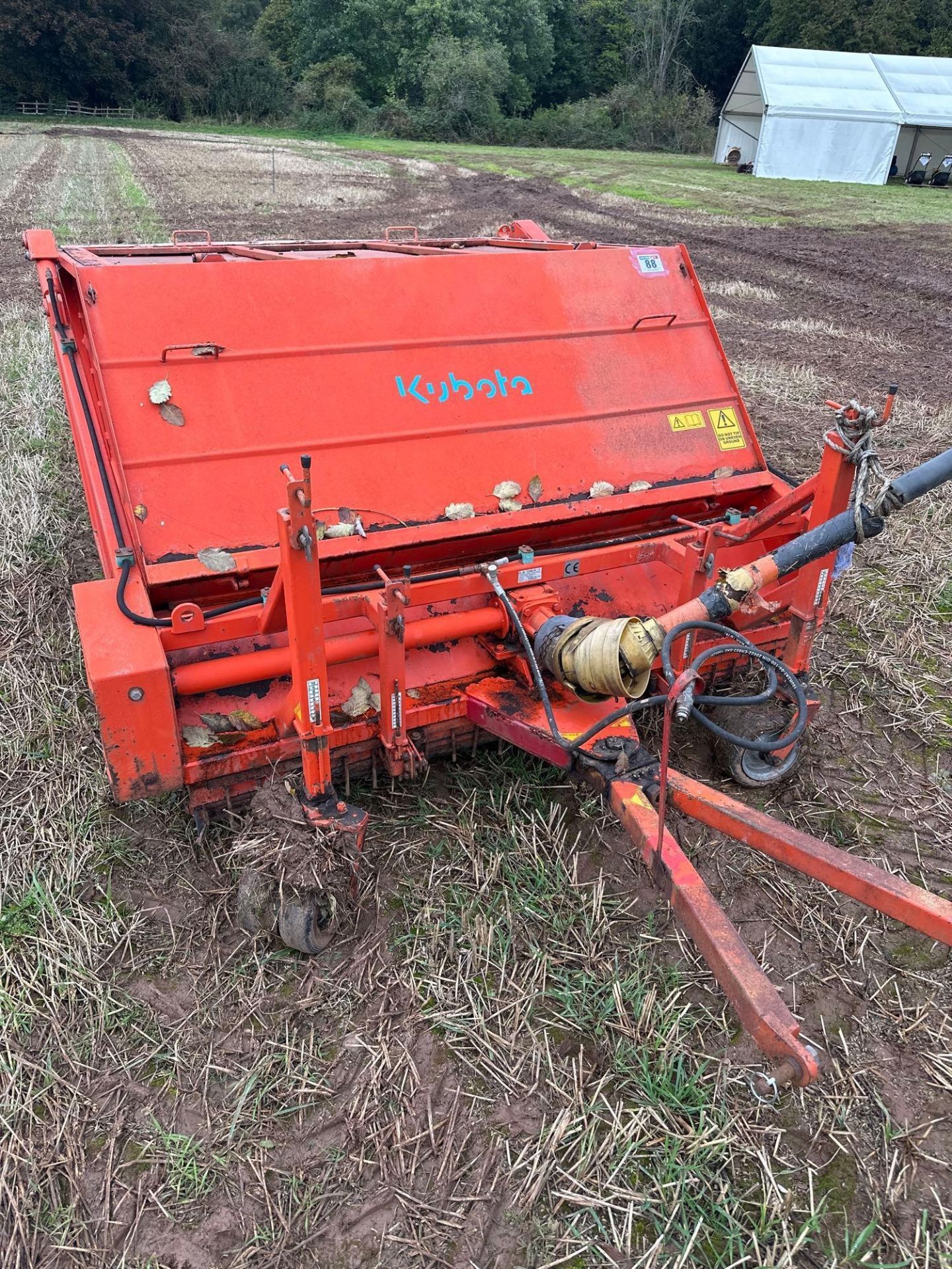 Kubota trailed sweeper collector, hydraulic operated, PTO driven. Serial No: K-SC99417