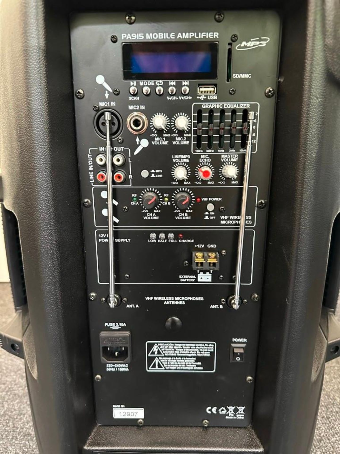 Skytec SPL-PA 915 mobile amplifier complete with microphone, single phase - Image 2 of 3