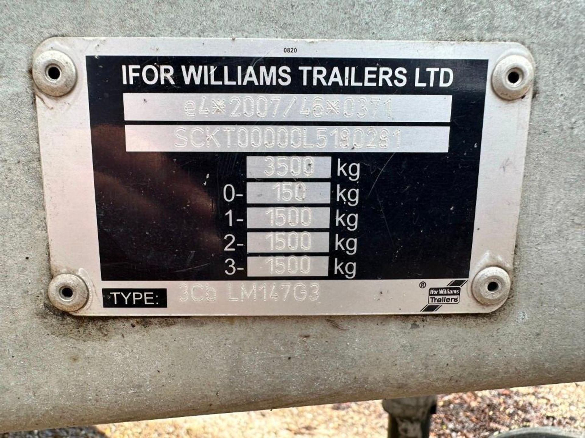 Ifor Williams 3CBLM147G3 14ft tri axle flat bed trailer on 195/60R12 wheels and tyres. Serial No: SC - Image 7 of 7