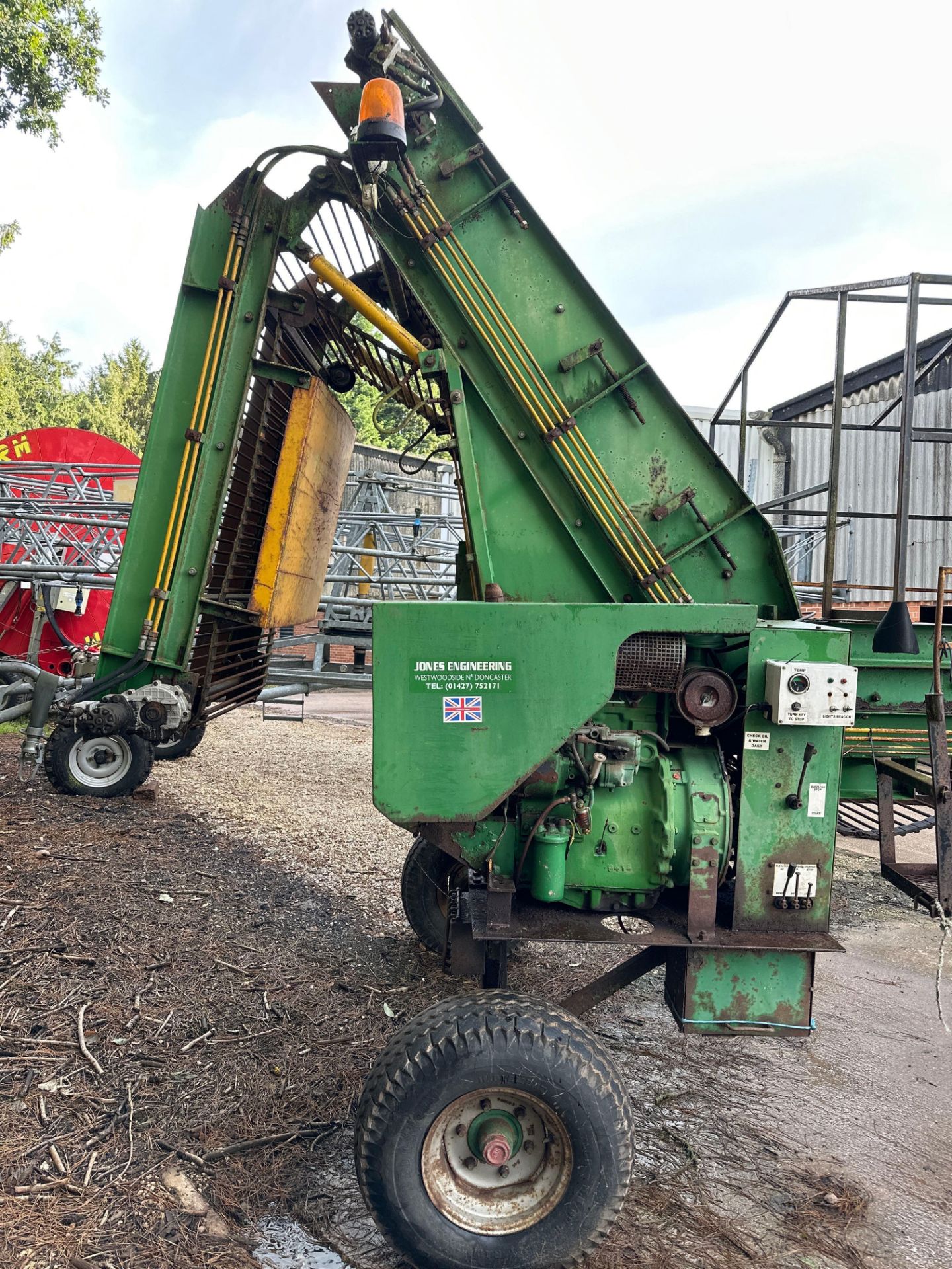 Jones sugar beet cleaner c/w 3 cyl diesel engine, brush section for stone/clod removal and picking t - Image 3 of 5