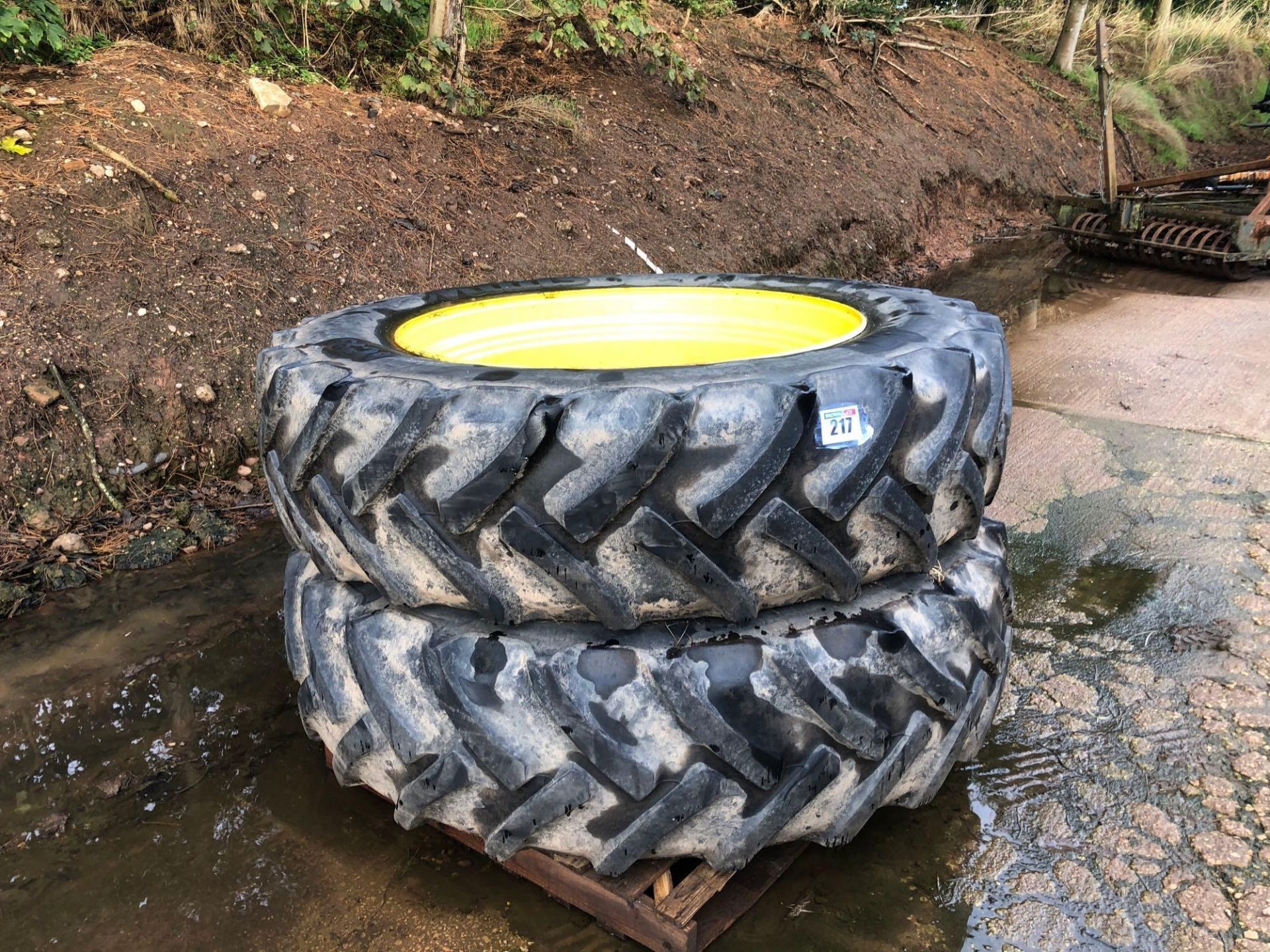 Pair Mitas 480/80R46 wheels and rims to suit John Deere