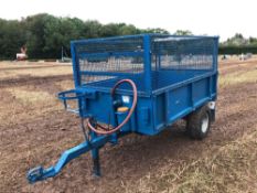 1997 Wessex metal drop side single axle tipping trailer, cage sides