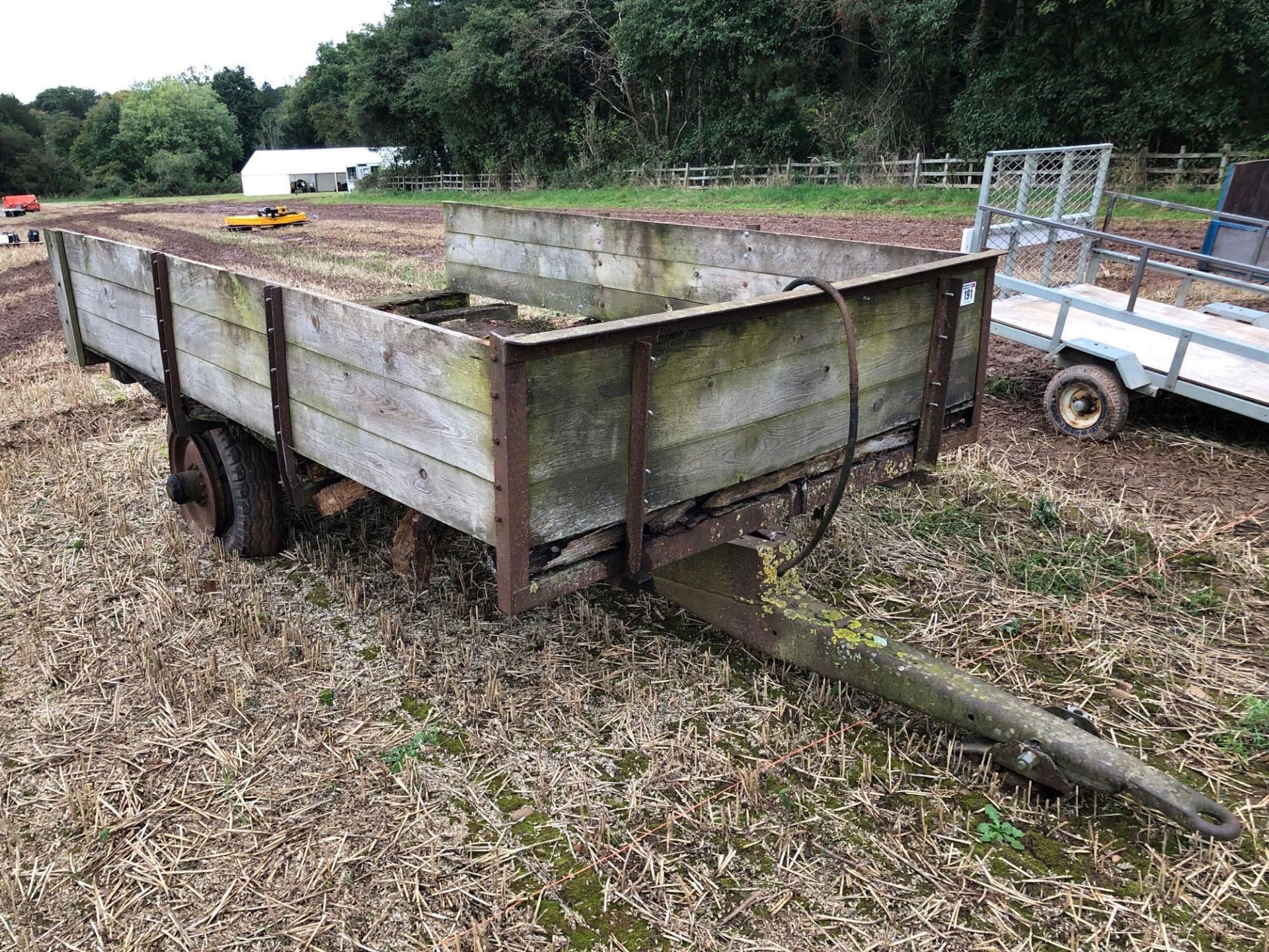 Single axle hydraulic tipping trailer, with wooden sides, spares or repairs - Image 2 of 3