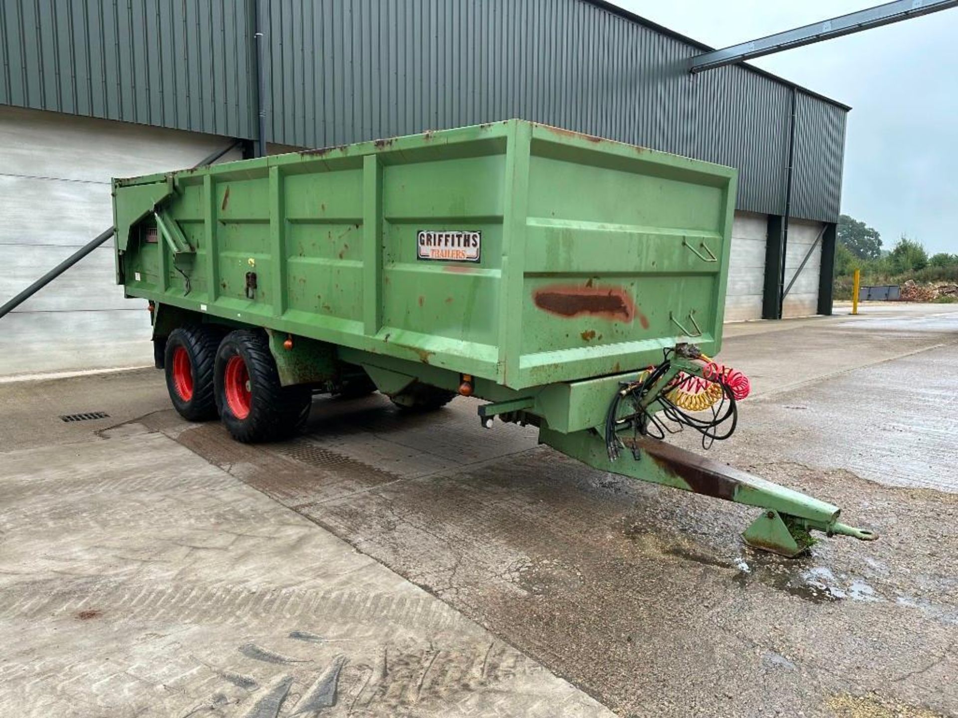 2005 Griffiths 14t twin axle grain trailer, sprung drawbar, air over hydraulic brakes, hydraulic tai - Image 8 of 8