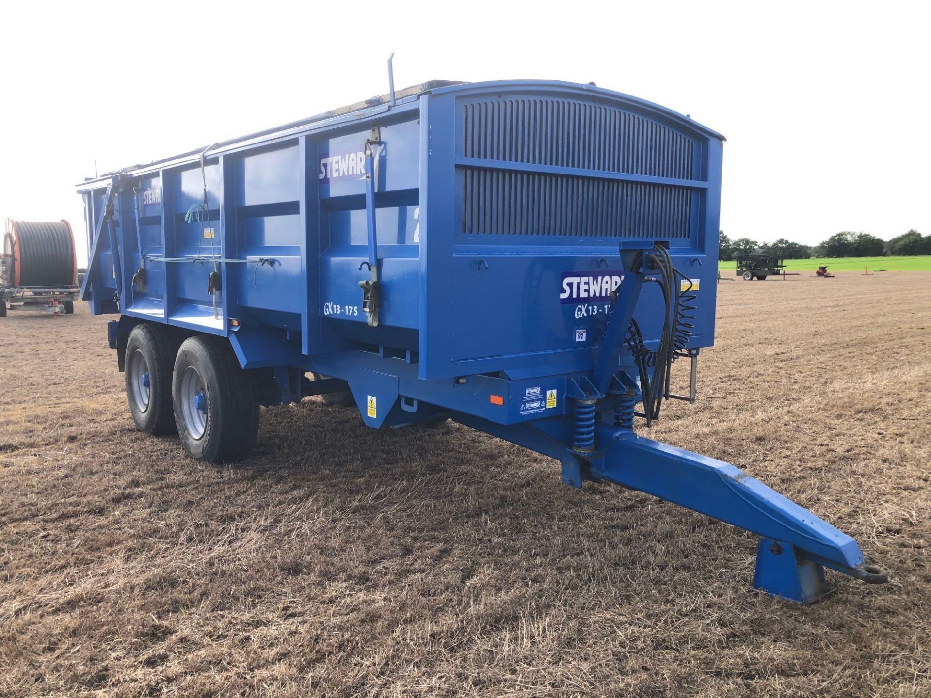 2013 Stewart GX13-17S 13t grain trailer, sprung drawbar, hydraulic tailgate and grain chute complete