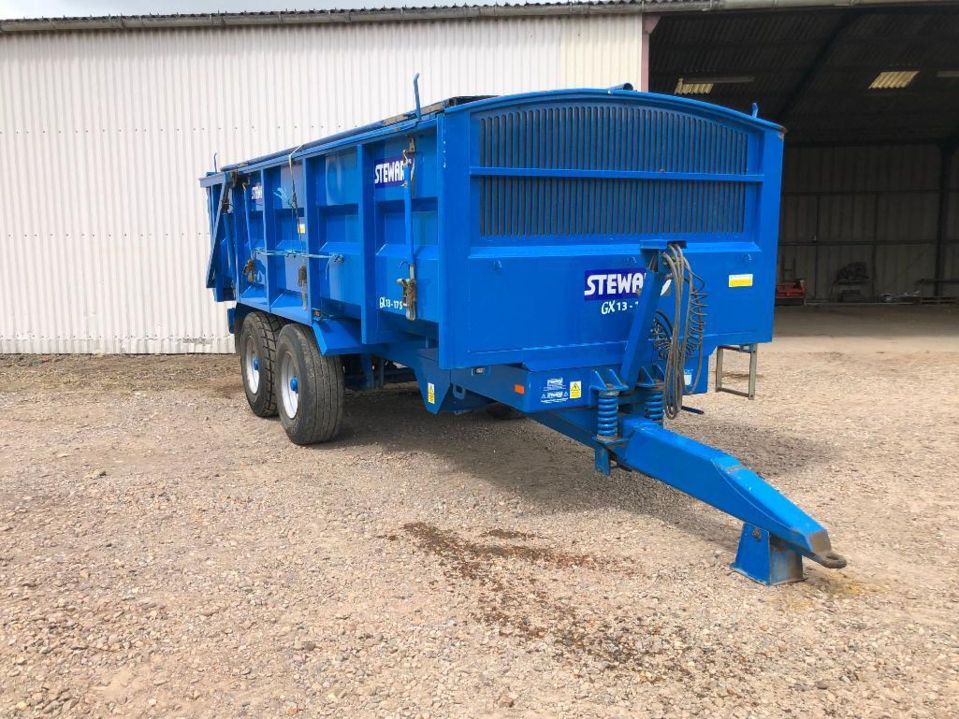 2013 Stewart GX13-17S 13t grain trailer, sprung drawbar, hydraulic tailgate and grain chute complete - Image 14 of 14