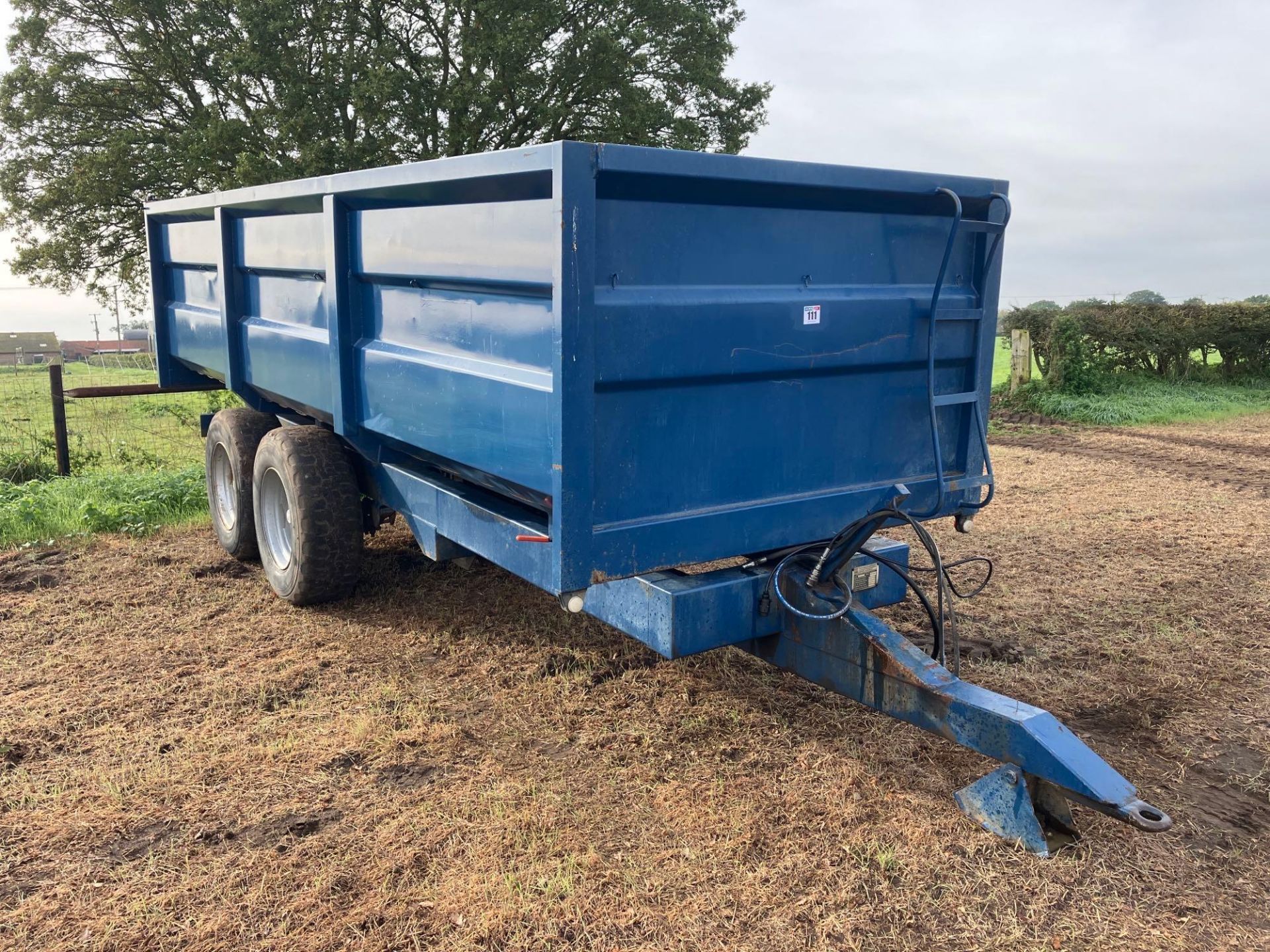 1994 AS Marston FF12 12T trailer with manual tailgate and grain chute on 385/65R22.5 wheels and tyre