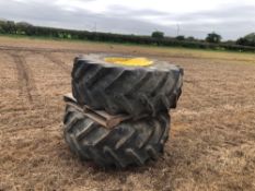 Pair Goodyear 23.1R26 front wheels and tyres to suit John Deere