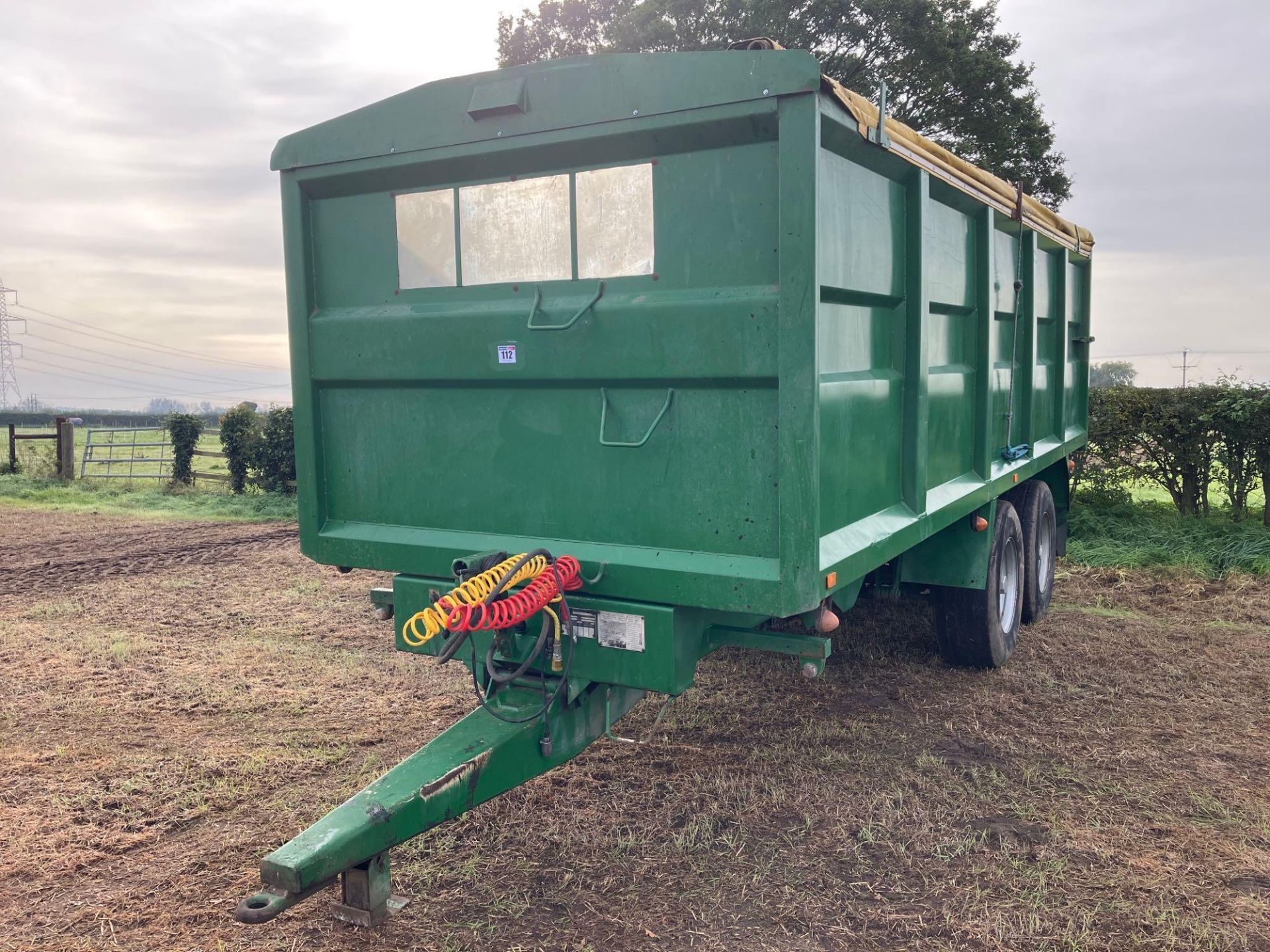 2003 Marston FT18M 15T grain trailer with sprung drawbar, rollover sheet, air brakes, manual tailgat - Image 2 of 4