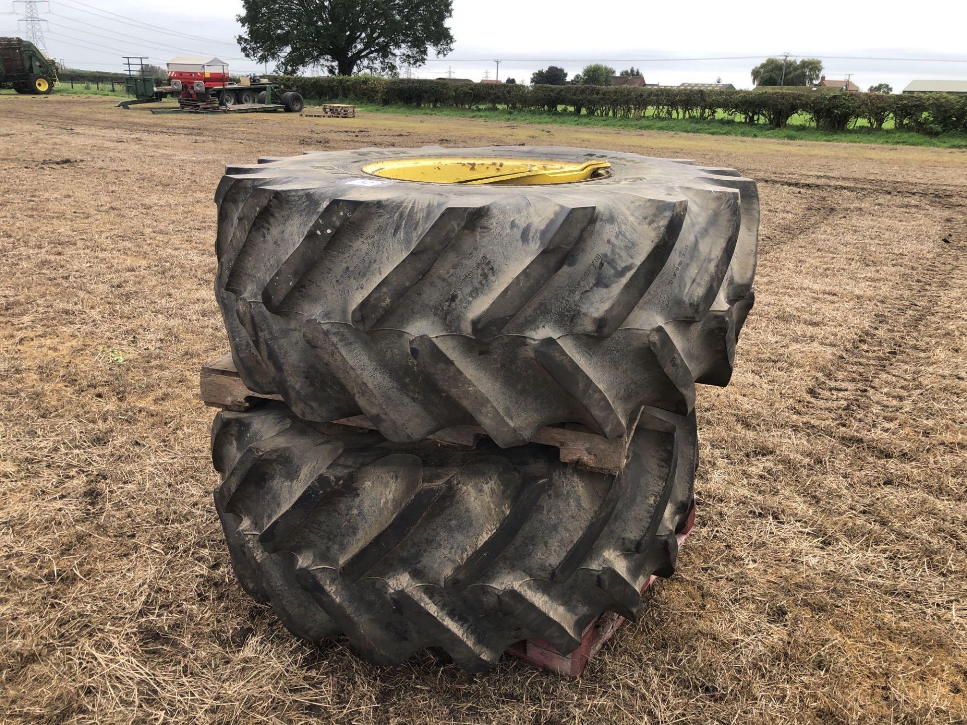 Pair Goodyear 23.1R26 front wheels and tyres to suit John Deere - Image 2 of 3