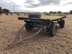 4 wheel bale trailer 4.8m x 2.3m, wooden floor with spare wheel and tyre