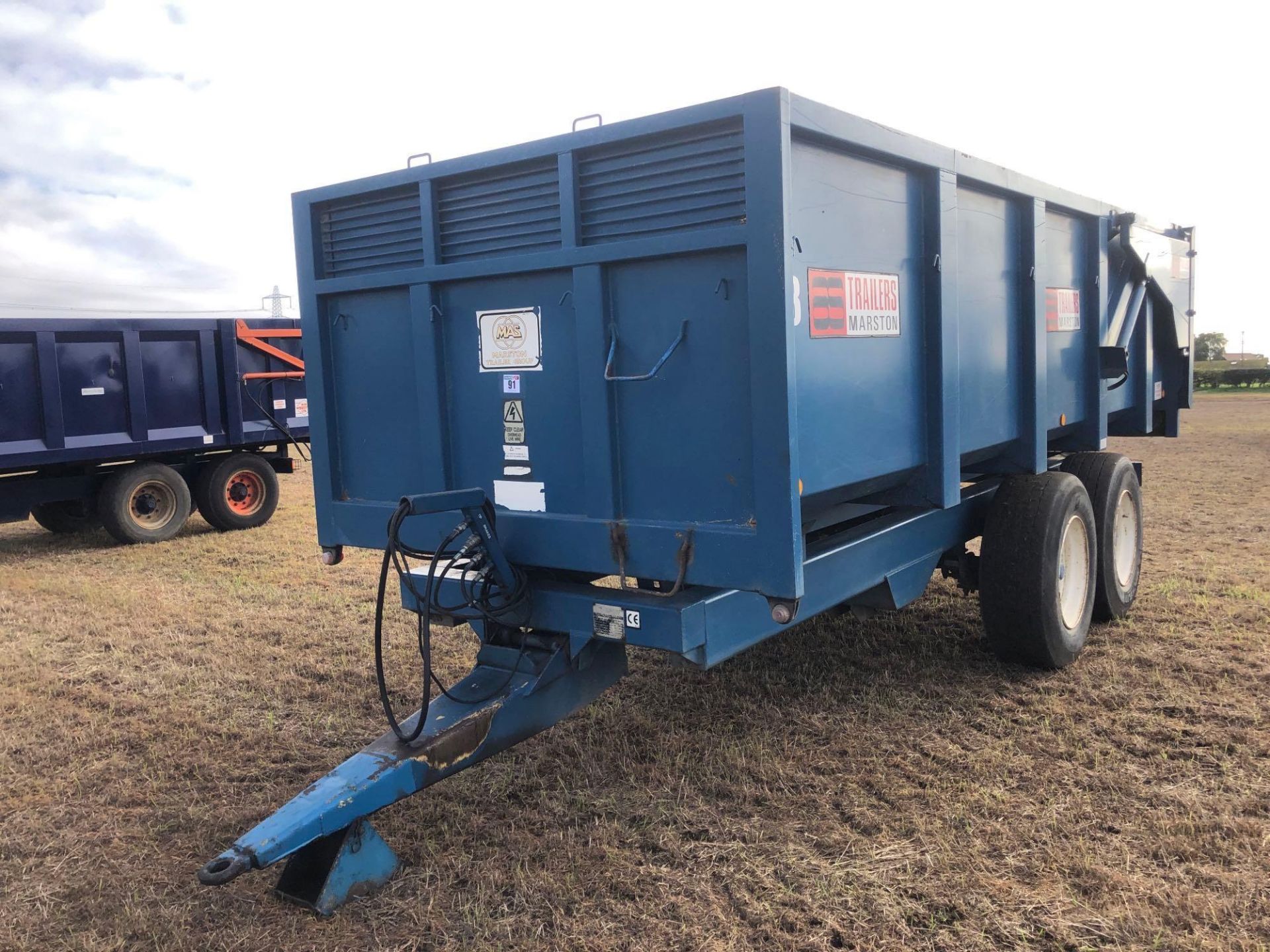 2000 AS Marston 12t twin axle grain trailer with sprung drawbar, hydraulic tailgate and grain chute