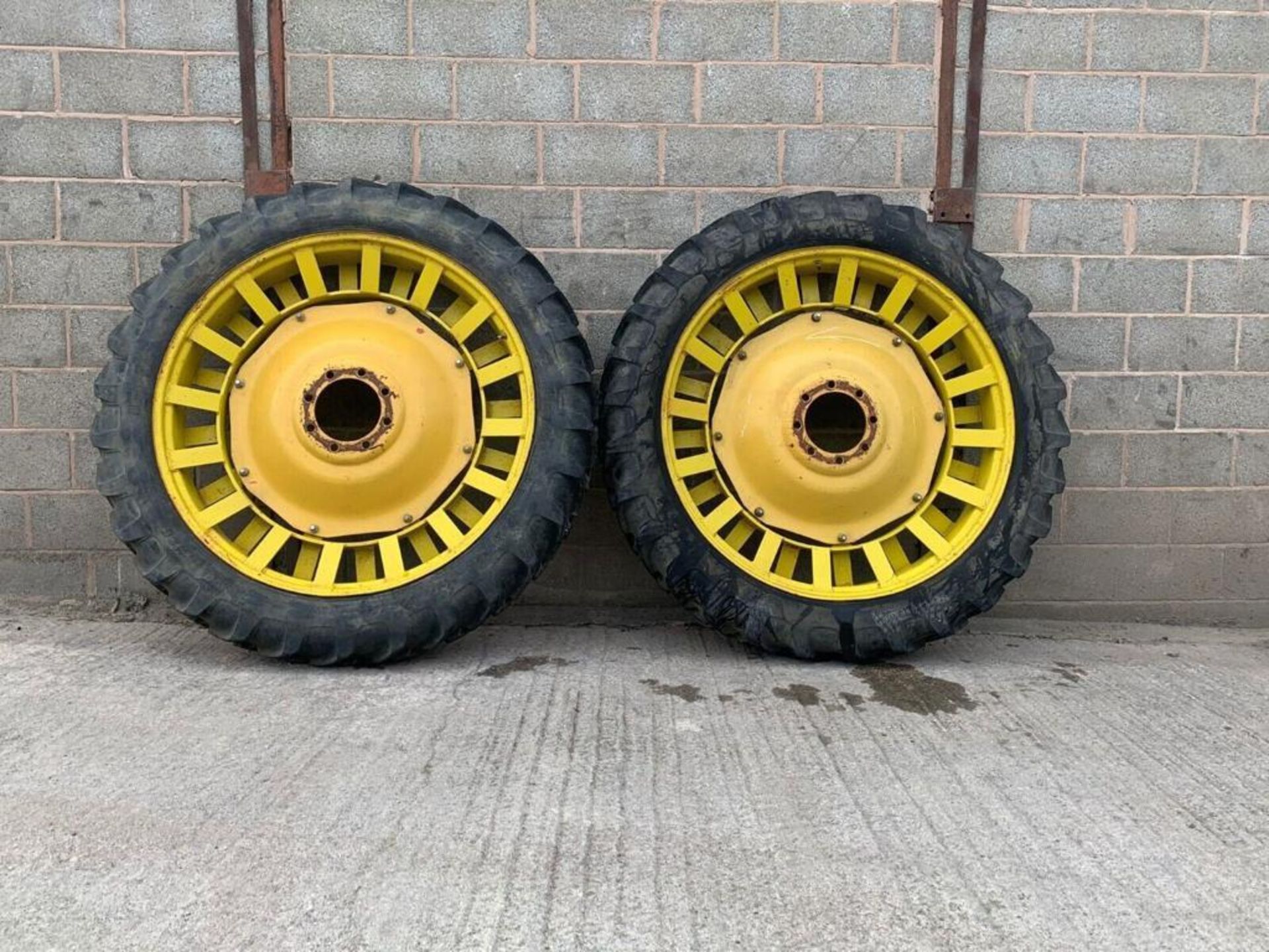 2No. 11.2R48 Alliance A-350 149D/142A8 Tyres on 8 Stud Row Crop Wheels - (Shropshire)