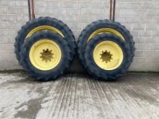 Set of 380/90R46 BKT Tyres & 380/85R30 Taurus Tyres on Row Crop Wheels - (Shropshire)