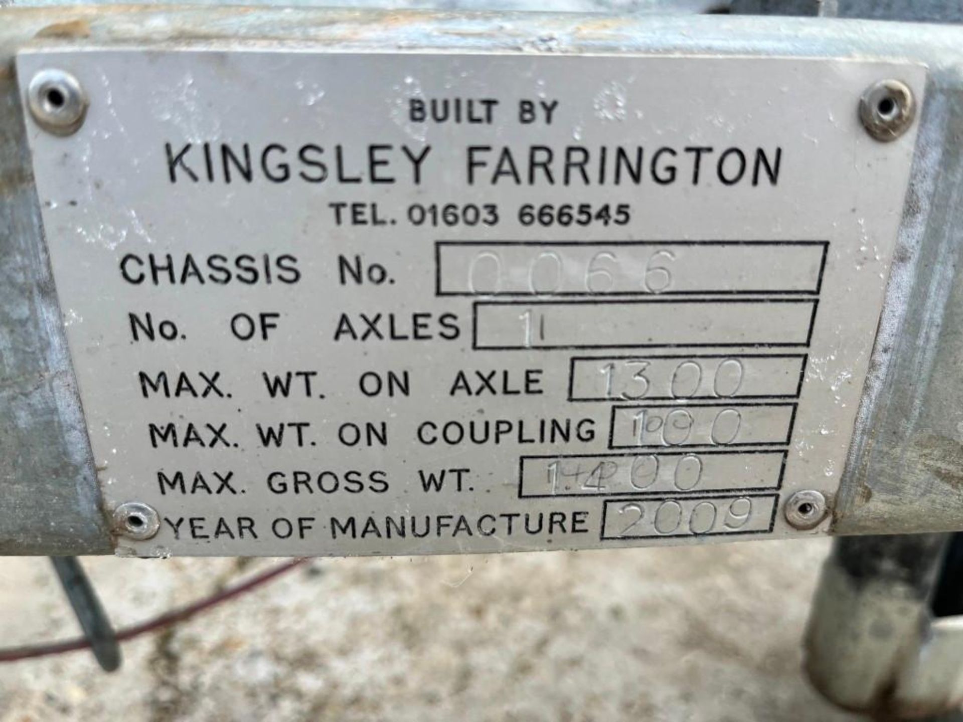 Kingsley Farrington Boatbuilders Single Axle Boat Trailer - (Norfolk) - Image 9 of 10