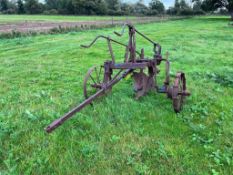 Vintage Single Furrow Drag Plough, Horse Drawn