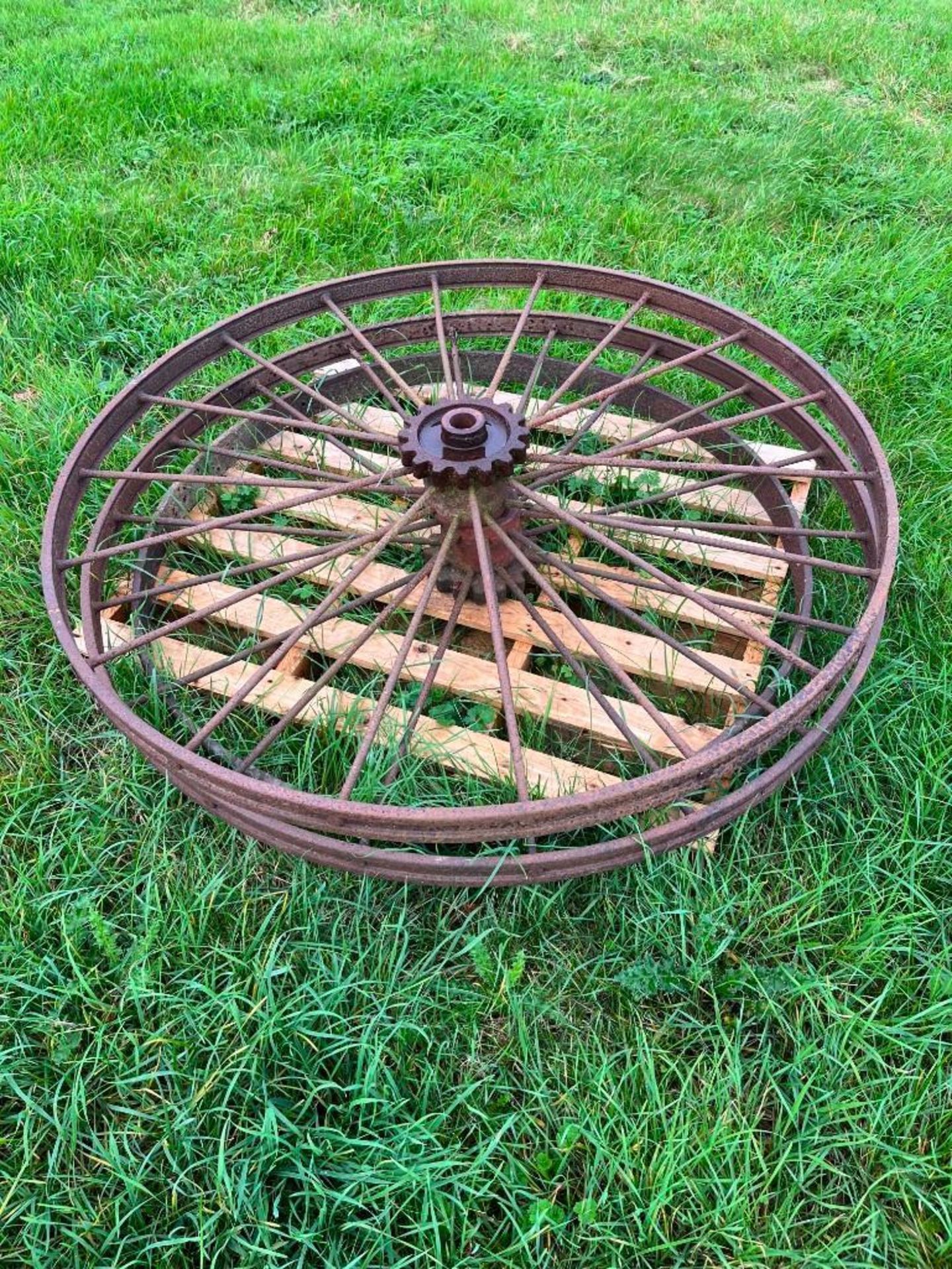 2No. Vintage Metal Hay Rake Wheels