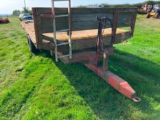 Marshall 16ft flat bed twin axle trailer with wooden floor on 12.5/80-15.3 wheels and tyres